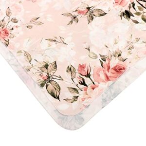 Galabloomer Newborn Receiving Blanket Headband Set Flower Print Baby Swaddle Receiving Blankets Vintage Rose