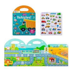 sank portable jelly quiet book, toddler busy book, 6 themes preschool learning activities quiet book, preschool activity learning books for babies/toddlers ages 3-6 (vehicles)