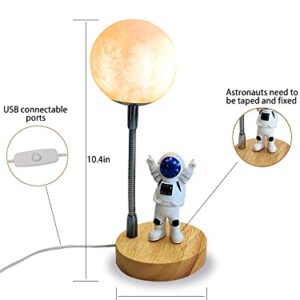 3D Moon Astronaut Desk Lamp LED 7 Color UBS wire control Spaceman Bedside Night light for Kids Decoration Lights Creative Ornaments for Bedroom Gaming Room Idea Great Gift for Children Boys Girls (A)