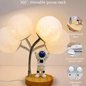 3D Moon Astronaut Desk Lamp LED 7 Color UBS wire control Spaceman Bedside Night light for Kids Decoration Lights Creative Ornaments for Bedroom Gaming Room Idea Great Gift for Children Boys Girls (A)