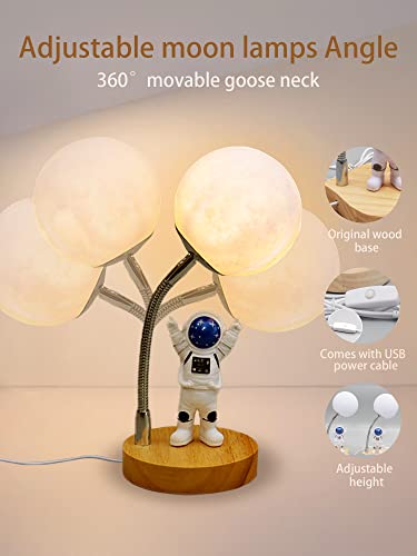 3D Moon Astronaut Desk Lamp LED 7 Color UBS wire control Spaceman Bedside Night light for Kids Decoration Lights Creative Ornaments for Bedroom Gaming Room Idea Great Gift for Children Boys Girls (A)