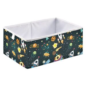 Space Rockets UFO Cube Storage Bin Collapsible Storage Bins Waterproof Toy Basket for Cube Organizer Bins for Kids Nursery Book Bathroom Closet Girls Boys - 11.02x11.02x11.02 in