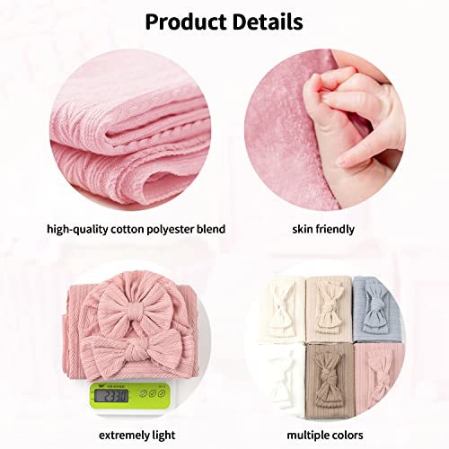 Baby Blankets,5PCS Security Blanket for Babies - Swaddle Adjustable Wearable Blanket, 5pcs Newborn Accessories Set with Hello World Wooden Birth Announcement Card, Baby Blankets for Girls (Pink)