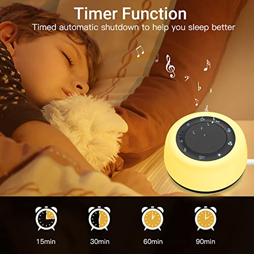 White Noise Machine Sound Machine with Night Light Bluetooth Speaker, Soothing Sound Sleep White Noise Machine Color Adjustable Memory Function for Baby Kids Adults