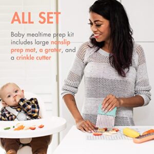 Boon DIVVY Solid Baby Food Starter Kit, Includes Crinkle Cutter, Grater & Silicone Mat, 3pc Set