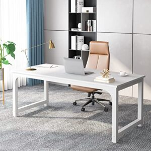 tribesigns 70.8”executive desk, large office computer desk with thicken frame, modern simple workstation business furniture for home office, white