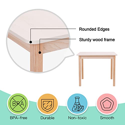 TOOKYLAND Wood Kids Table and Chairs Set,Natural,Sturdy,Doesn't Wobble,Light Color Children's Furniture,Easy to Match