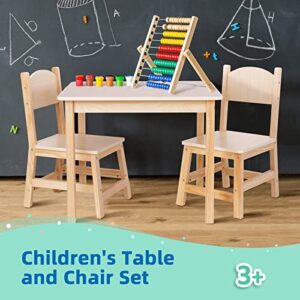 TOOKYLAND Wood Kids Table and Chairs Set,Natural,Sturdy,Doesn't Wobble,Light Color Children's Furniture,Easy to Match