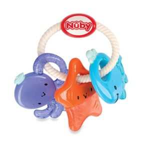 nuby ice gel icybite sea teether keys, 3m+ multi