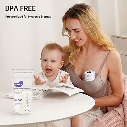 TSRETE Breastmilk Storage Bags Temperature Sensing Discoloration - 60 Count Leak Proof Double Zipper Seal Self Standing Breastmilk Bags for Breastfeeding, Space Saving for Refrigeration - 6 OZ/180ml