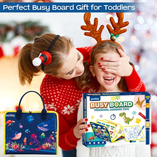 Comirth Busy Board, Montessori toys for 1 2 3 4 year old - Sensory Toys for Toddlers, Educational Preschool Learning Activities Airplane Toddler Travel Toys, Autism Busy Book Fidget Toys Boy Girl Gift