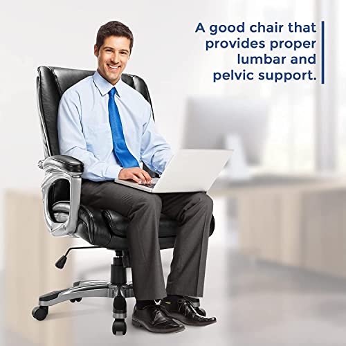 ZUNMOS Home Office Executive High Back Ergonomic Desk Height Managerial Rolling Swivel Chair with Adjustable Lumbar Support, Faux Leather, Black