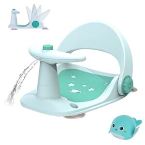 reiktlud baby bath seat,infant baby bath tubs seat, baby bathtub seat for sit-up 6 to 18 months,baby bath shower chair with adjustable backrest support,non-slip soft mat,secure suction cups (blue)