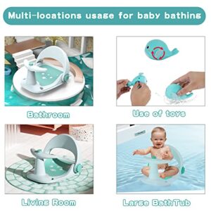 REIKTLUD Baby Bath Seat,Infant Baby Bath Tubs Seat, Baby Bathtub Seat for Sit-Up 6 to 18 Months,Baby Bath Shower Chair with Adjustable Backrest Support,Non-Slip Soft Mat,Secure Suction Cups (Blue)