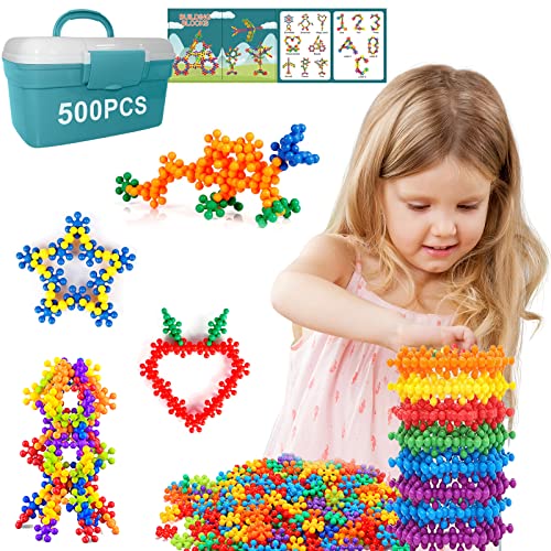 iselyn 500 Piecs Building Toys for Toddler Kids STEM Toys Educational Building Blocks Creativity Toy Sets for Preschool Kids Boys Girls Aged 3+