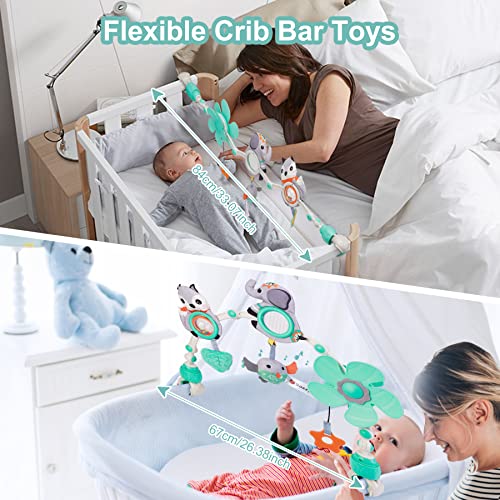 Baby Stroller Arch Toy: Baby Crib Mobile Musical Animal Toys, Foldable Travel Car Seat Toy Activity Arch for Bouncers Pram, Newborn Sensory Toy 0-24 Months Infant Boys Girls Sleep, Elephant