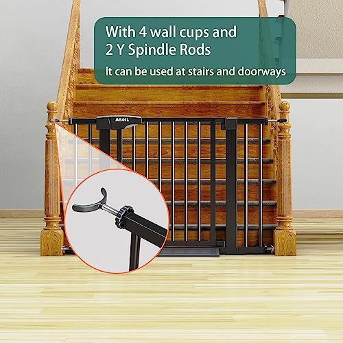 ABOIL Dog Gate for Stairs, Baby Gate for The House Doorway, 29-43 Inch Wide Auto Close Safety Child Gate Gate for Door, Pressure Mounted, No Drilling, Easy Walk Thru Pet Gates (Black)