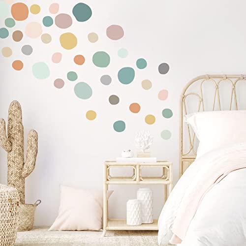 Epakh Christmas Polka Dots Wall Decal Gifts Boho Rainbow Wall Sticker for Kids Girls Bedroom Living Room Classroom Playroom Decor Wallpaper Boho Vinyl Removable Art Sticker(Light Colors, 8 Sheets)