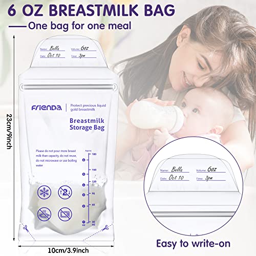 360 Count Breastmilk Storage Bags 6 OZ No Leak Zipper Seal Breast Milk Bags Disposable Double Opening Self Standing Pouches Freezer Milk Storage for Breastfeeding