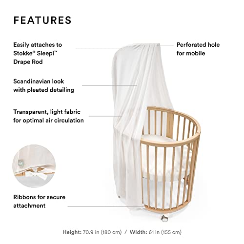 Stokke Sleepi Canopy, White - Create a Cozy, Calm Environment for Baby - Easy to Assemble - Lightweight Fabric - Compatible with Sleepi Mini & Crib/Bed