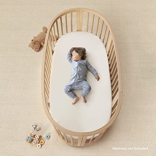 Stokke Sleepi Bed, White - Oval Crib Suitable for Ages 0-5 Years Old - Adjustable, Stylish & Flexible - Sturdy Beech Wood Frame