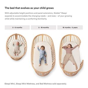 Stokke Sleepi Bed, White - Oval Crib Suitable for Ages 0-5 Years Old - Adjustable, Stylish & Flexible - Sturdy Beech Wood Frame