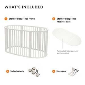 Stokke Sleepi Bed, White - Oval Crib Suitable for Ages 0-5 Years Old - Adjustable, Stylish & Flexible - Sturdy Beech Wood Frame