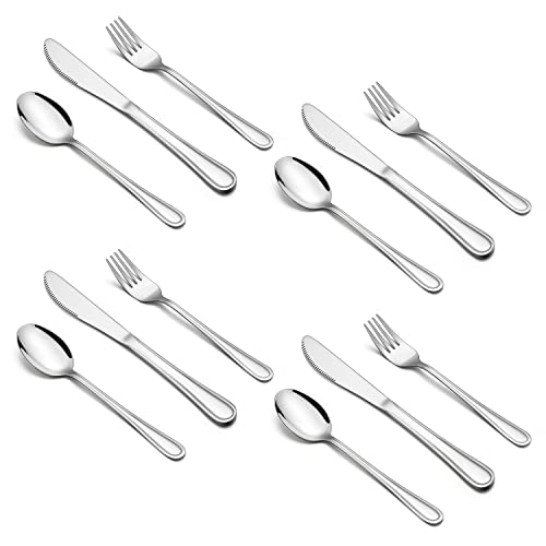 12-Piece Kids Silverware, HaWare Stainless Steel Toddler Utensils Flatware Set, Preschooler Eating Utensils Includes 4 Spoons 4 Forks 4 Knives, Metal Children Cutlery for Home School, Mirror Finished