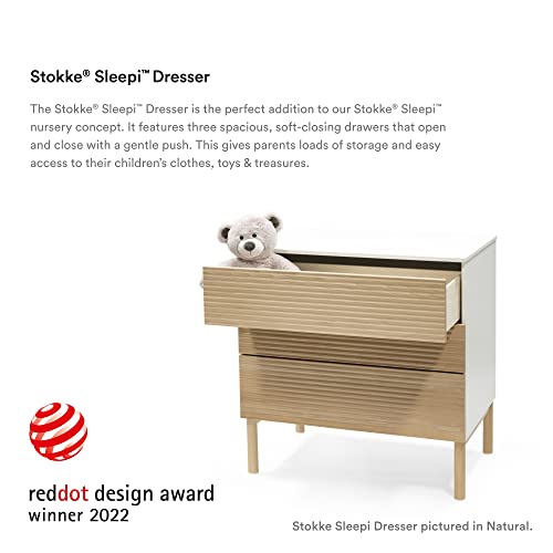 Stokke Sleepi Dresser, White - Spacious Dresser with Timeless Design - 3 Soft-Closing Drawers - Wall Securing Kit Included - Compatible Sleepi Changer