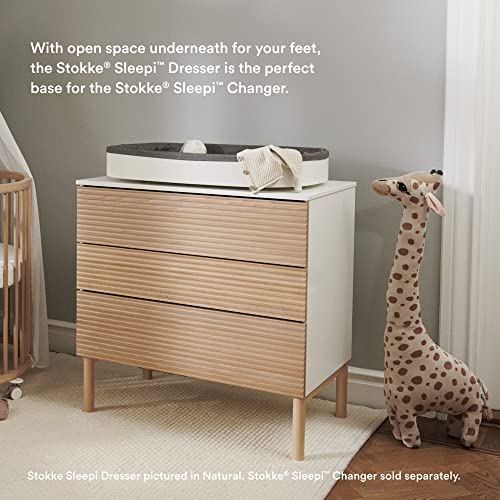 Stokke Sleepi Dresser, White - Spacious Dresser with Timeless Design - 3 Soft-Closing Drawers - Wall Securing Kit Included - Compatible Sleepi Changer