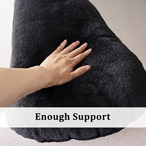 WhatsBedding Pregnancy Pillows for Sleeping,Memory Foam Filling U Shaped Pregnancy Pillows Full Body Pillow for Pregnancy with Velvet Cover (55 inches, Black)