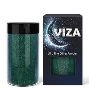 viza iridescent ultra fine glitter powder, 7.8oz/ 220g emerald green crafts glitter, pet flakes nail sequins for resin, art nail, slime, epoxy tumblers, body, face, diy decoration festival, painting