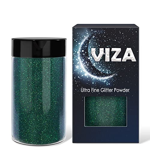 Viza Iridescent Ultra Fine Glitter Powder, 7.8oz/ 220g Emerald Green Crafts Glitter, PET Flakes Nail Sequins for Resin, Art Nail, Slime, Epoxy Tumblers, Body, Face, DIY Decoration Festival, Painting