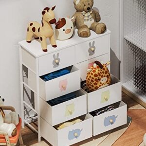 FRAPOW Kids Dresser with 8 Drawers, Girls Storage Organizer Dresser for Baby Child with Wood Top Metal Frame for Living Room Bedroom Hallway Nursery