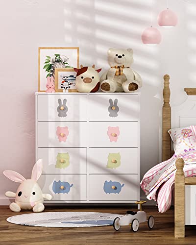 FRAPOW Kids Dresser with 8 Drawers, Girls Storage Organizer Dresser for Baby Child with Wood Top Metal Frame for Living Room Bedroom Hallway Nursery