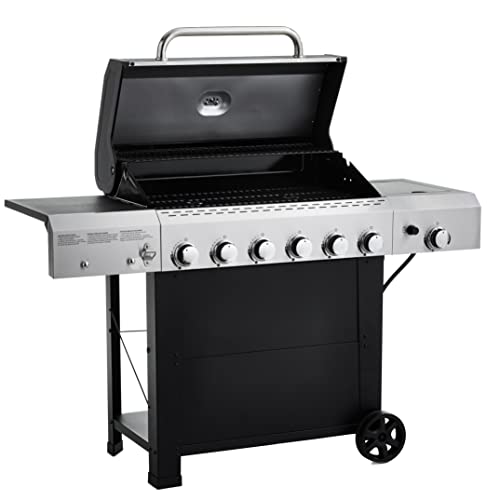 Amazon Basics Freestanding Gas Grill with Side Burner, 6 Burner (66,000 BTU)