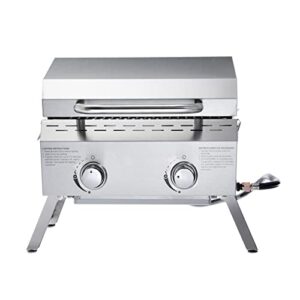 amazon basics portable propane stainless steel tabletop gas grill, two burner table top