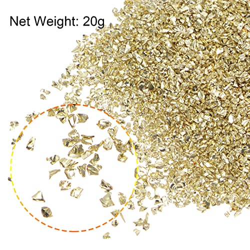 uxcell 20g Crushed Glass Chips, 1-3mm Irregular Metallic Glitter Glass for Craft DIY Jewelry Vase Filler Epoxy Resin Decoration Bright Golden