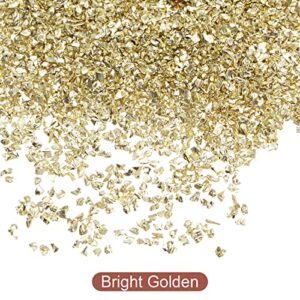 uxcell 20g Crushed Glass Chips, 1-3mm Irregular Metallic Glitter Glass for Craft DIY Jewelry Vase Filler Epoxy Resin Decoration Bright Golden