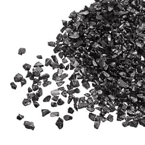 uxcell 20g crushed glass chips, 2-4mm irregular metallic chunky glitter glass for craft diy jewelry vase filler epoxy resin decoration black