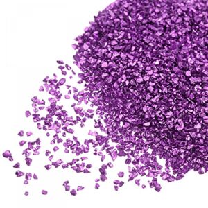 uxcell 20g crushed glass chips, 1-3mm irregular metallic glitter glass for craft diy jewelry vase filler epoxy resin decoration purple