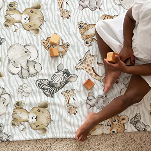 HawSkgFub African Safari Jungle Animal Baby Boy Girl Neutral Blanket, Elephant Giraffe Lion Nursery Flannel Fleece Swaddle Receiving Blankets, Soft Lightweight Newborn Toddler Infant Kid Bedding 30x40