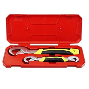 maizoon wrench set 2 pieces universal yellow non-slip handle 3 sided precision tooth forging stronger bite cr-v steel swivel opening car plumbing home repair tools