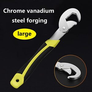 Maizoon Wrench Set 2 Pieces Universal Yellow Non-Slip Handle 3 Sided Precision Tooth Forging Stronger Bite CR-V Steel Swivel Opening Car Plumbing Home Repair Tools