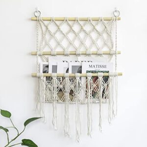 Moonwave Macrame Toy Hammock, Stuffed Animal Net or Storage, Wall Hanging, Nursery Decor for Boys and Girls, Hanging Storage Organizer Kids Playroom, Boho Decor, Light Beige cream