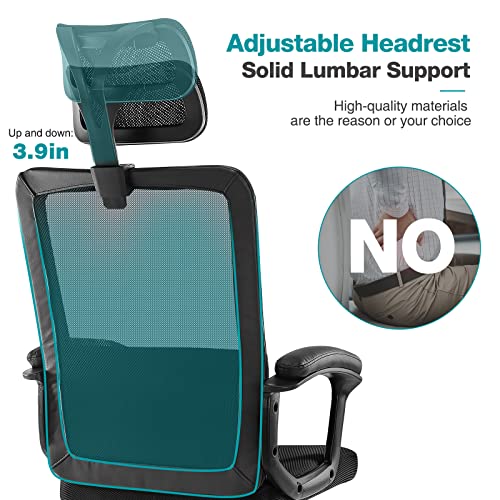 Home Office Chair Ergonomic Computer Desk Chair Mesh High Back Adjustable Height Executive Task Chair with Lumbar Support, Headrest, Padded Armrest, 360° Swivel Rocking Function,Black