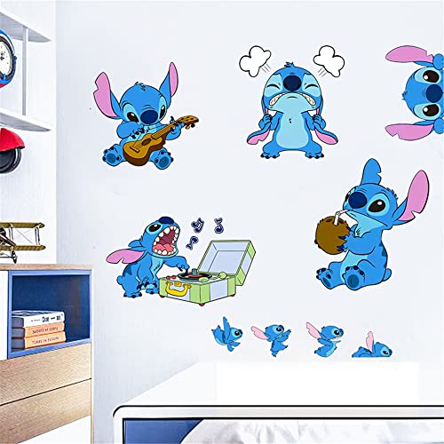 AOLIGL Lilo and Stitch Wall Stickers Disney Cartoon Wall Decals DIY Peel and Stick Vinyl Wall Decor for Kid Girls Boys Bedroom Living Room House Fun (Size: 17.8×23.7 inch)