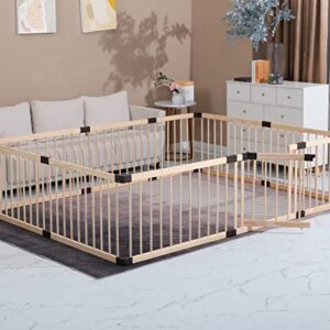 Conabay Large Baby Playpen Play Pen Fence Gate,Baby Safety Wooden Guard Fence Play Area with Door,Baby Kids Barrier Fencing,Baby Birthday Gift (180x240CM)