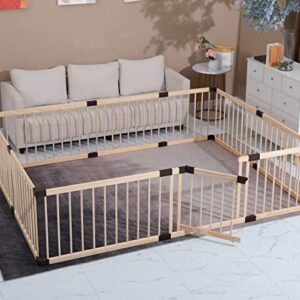 Conabay Large Baby Playpen Play Pen Fence Gate,Baby Safety Wooden Guard Fence Play Area with Door,Baby Kids Barrier Fencing,Baby Birthday Gift (180x240CM)