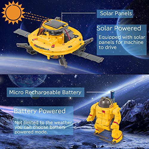 Science Kits for Kids Age 8-12, 6 in 1 Space Solar Robot Kit STEM Projects Build Your Own Robot with Solar Panel & Battery Power, Christmas Birthday Idea Gifts Toy for 9 10 11 12 Years Old Boy ,Girls